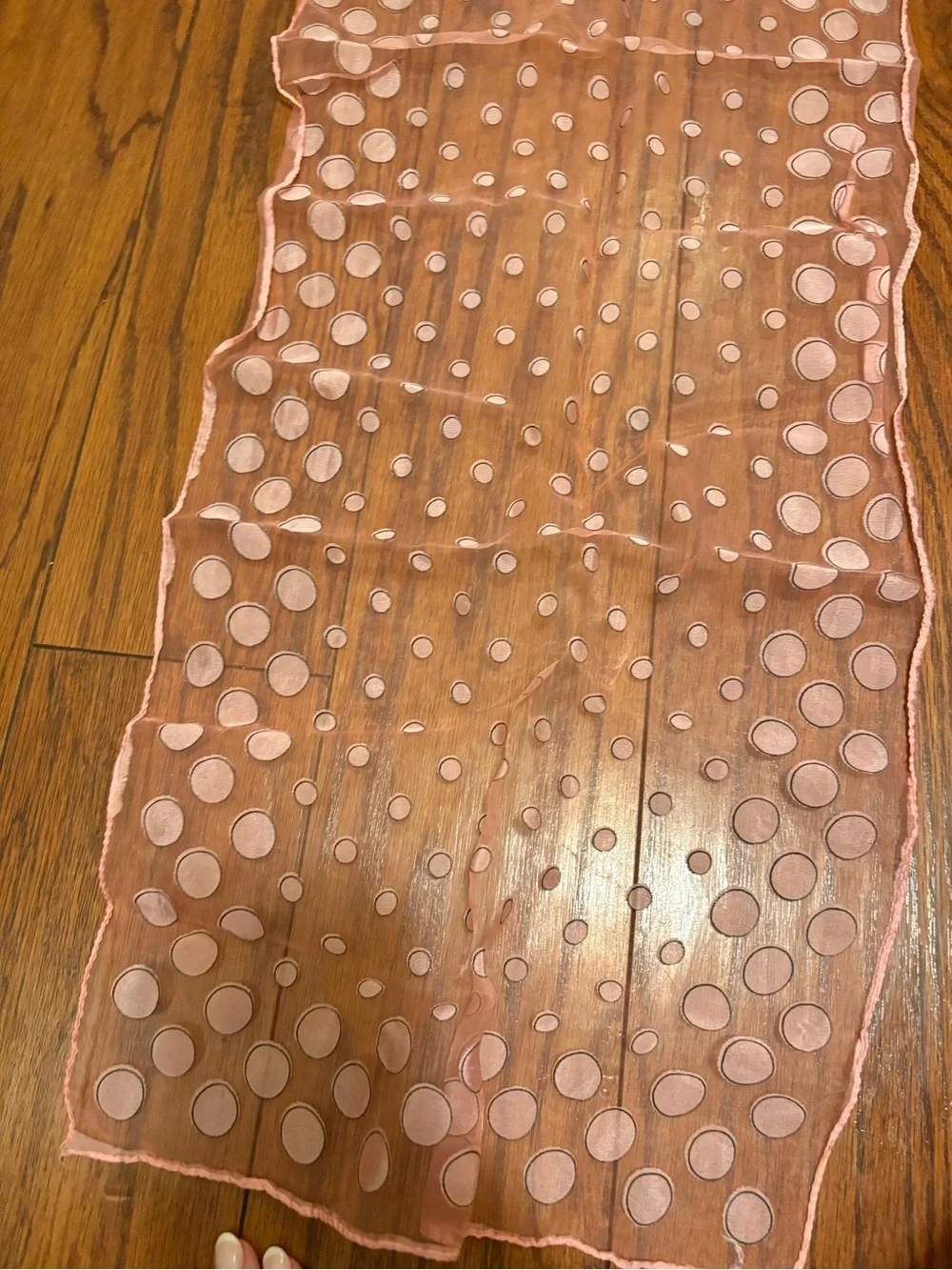 Vintage Pink Polka Dot Sheer Scarf